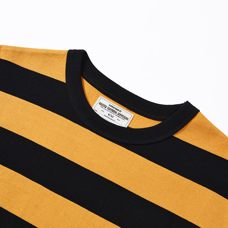 Biker Style Heavyweight Striped T-shirt Long Sleeve