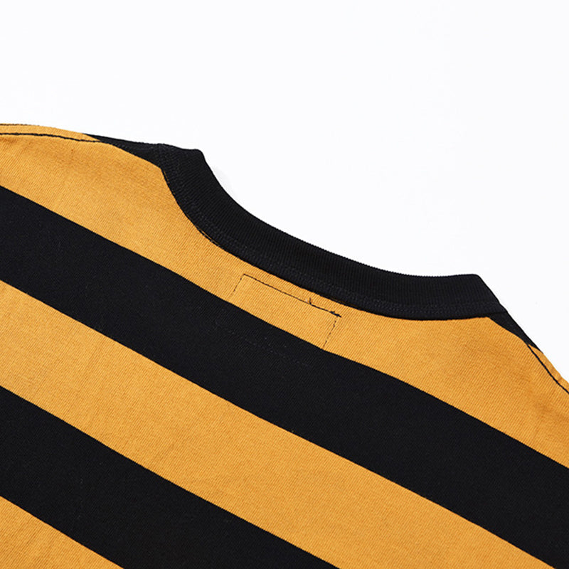 Biker Style Heavyweight Striped T-shirt Long Sleeve