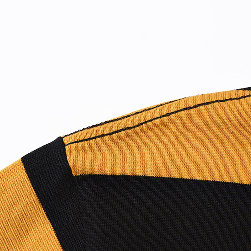 Biker Style Heavyweight Striped T-shirt Long Sleeve