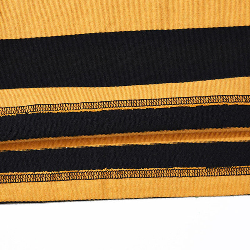 Biker Style Heavyweight Striped T-shirt Long Sleeve