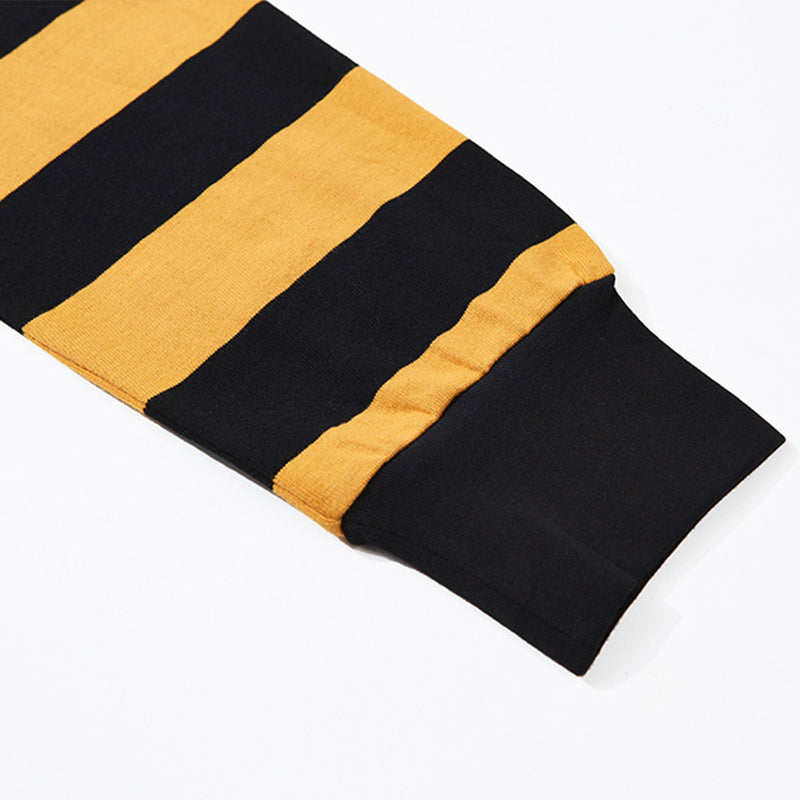 Biker Style Heavyweight Striped T-shirt Long Sleeve