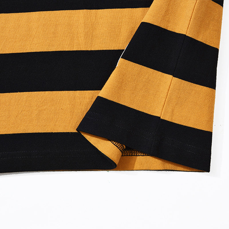 Biker Style Heavyweight Striped T-shirt Long Sleeve
