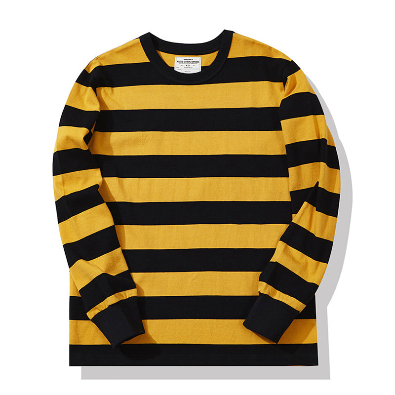 Biker Style Heavyweight Striped T-shirt Long Sleeve