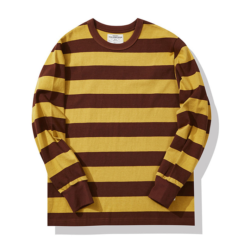 Biker Style Heavyweight Striped T-shirt Long Sleeve