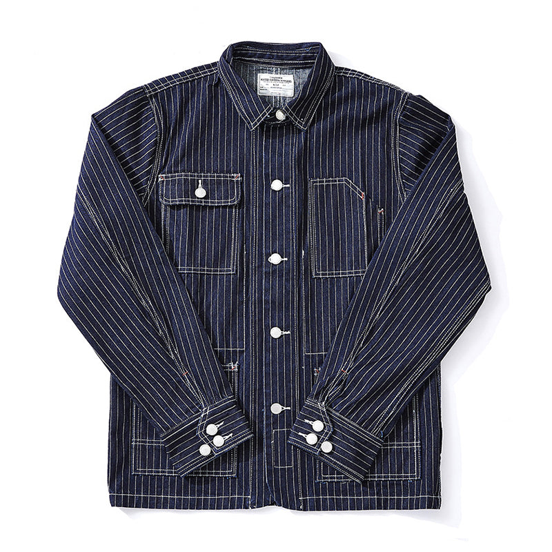 Cowboy shirt striped & raw denim jacket