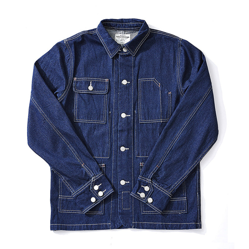 Cowboy shirt striped & raw denim jacket