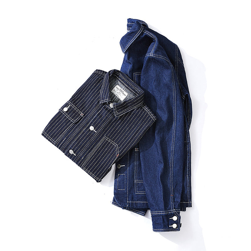Cowboy shirt striped & raw denim jacket