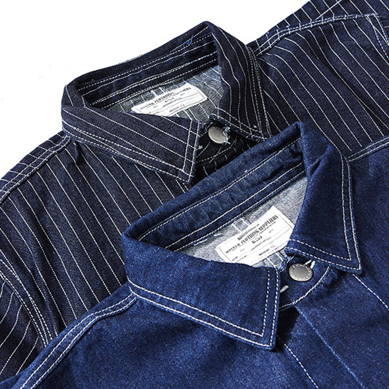 Cowboy shirt striped & raw denim jacket