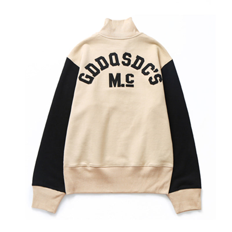 Heavy weight color combination embroidery brushed back hoodie