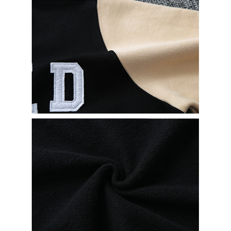 Heavy weight color combination embroidery brushed back hoodie