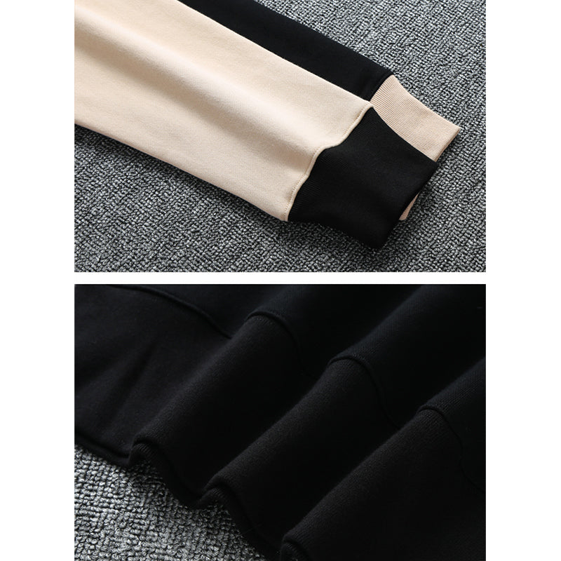 Heavy weight color combination embroidery brushed back hoodie