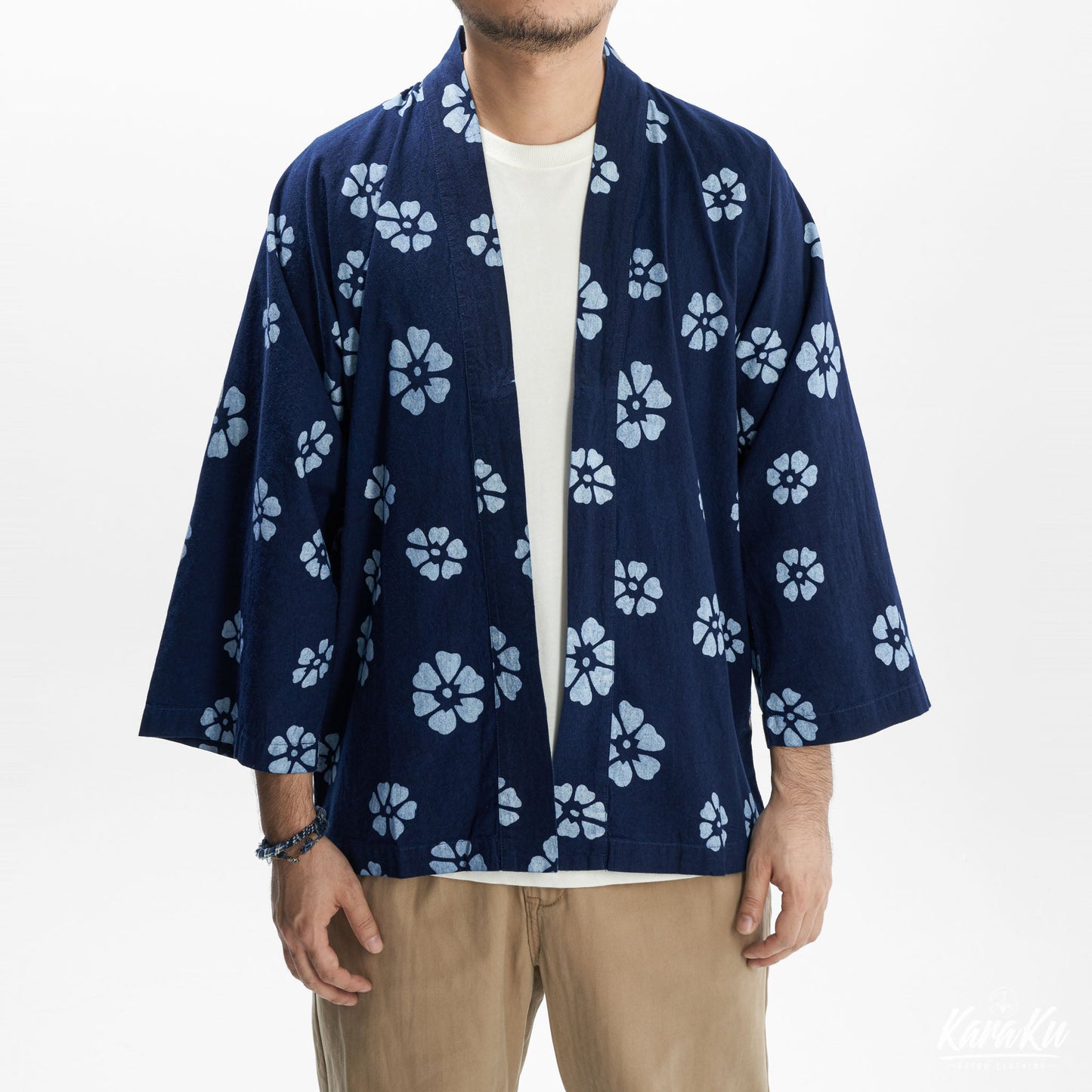 "White Plum Blossoms" Japanese Pattern Plant Indigo Dye Hanten