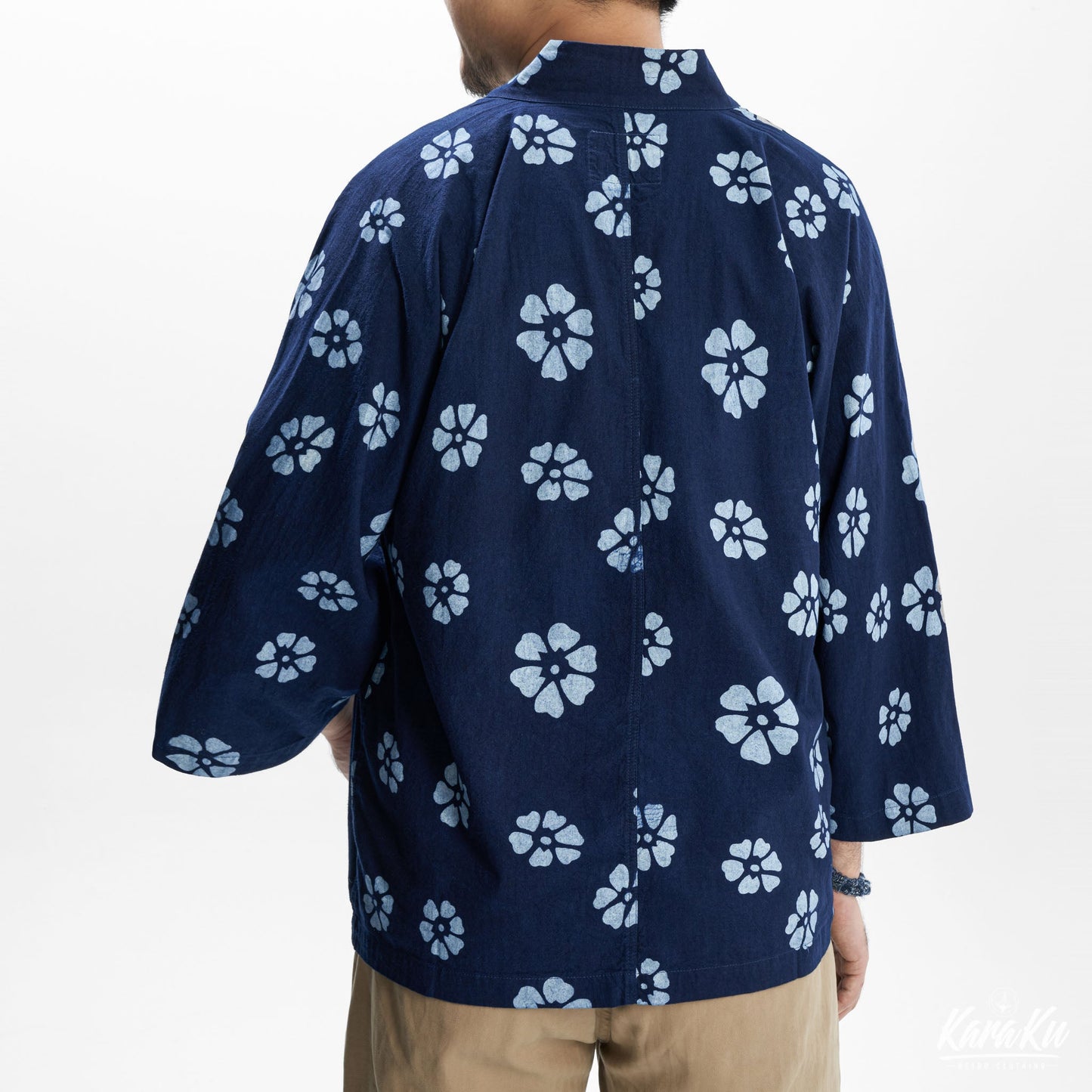 "White Plum Blossoms" Japanese Pattern Plant Indigo Dye Hanten