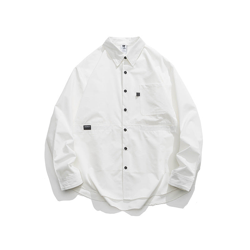 Functional pocket plain retro long sleeve shirt