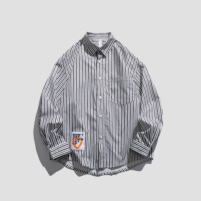 Retro striped long-sleeved shirt in three colors