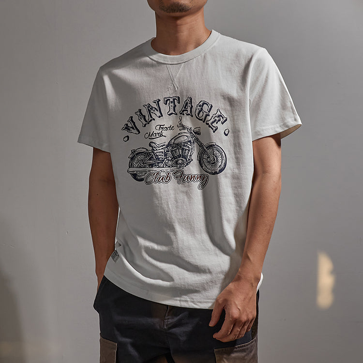 Classic American casual vintage biker print T-shirt