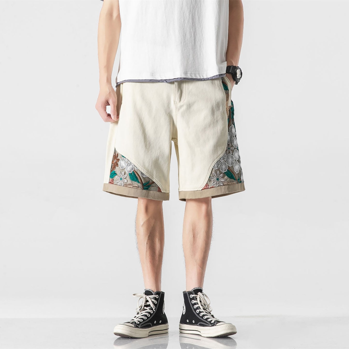 Ethnic Embroidered Retro Shorts