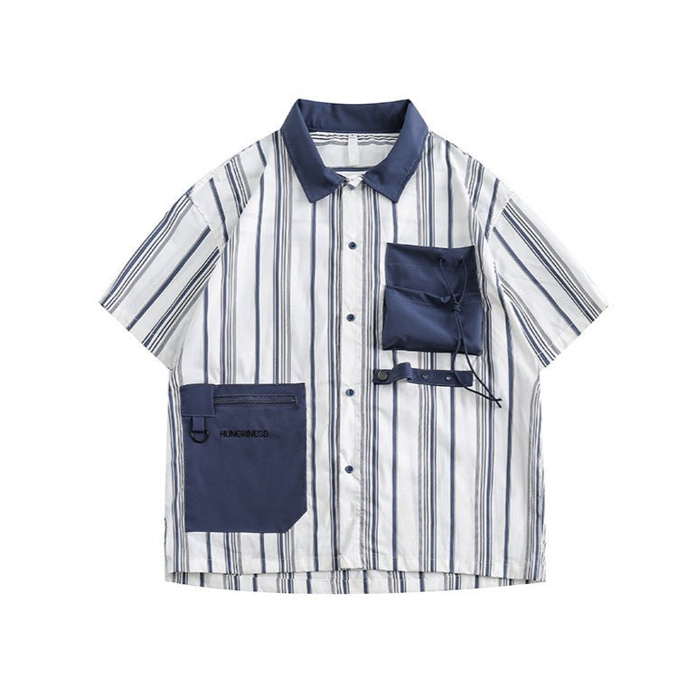 Functional Pocket Stripe Short Sleeve Shirt
