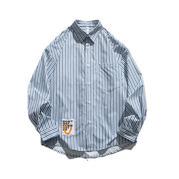 Retro striped long-sleeved shirt in three colors