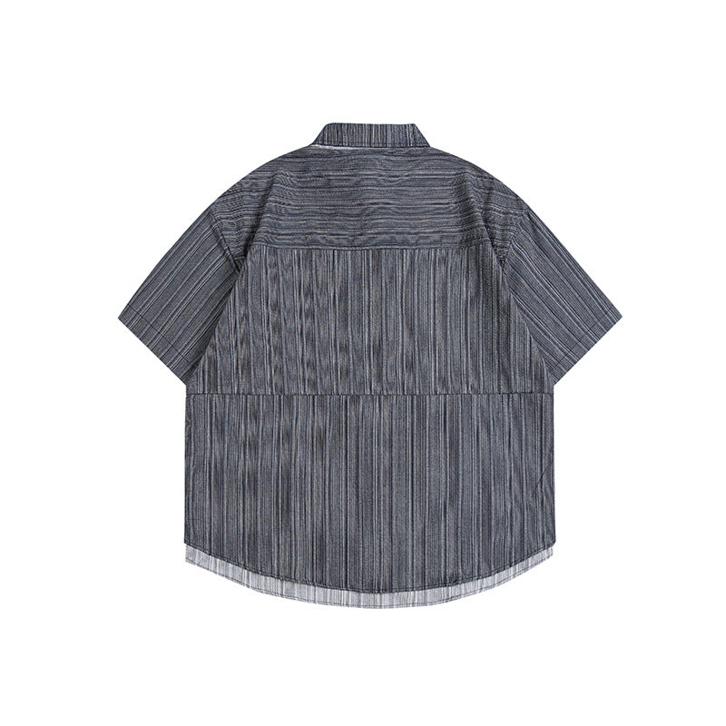 Fake layered pocket short sleeve shirt