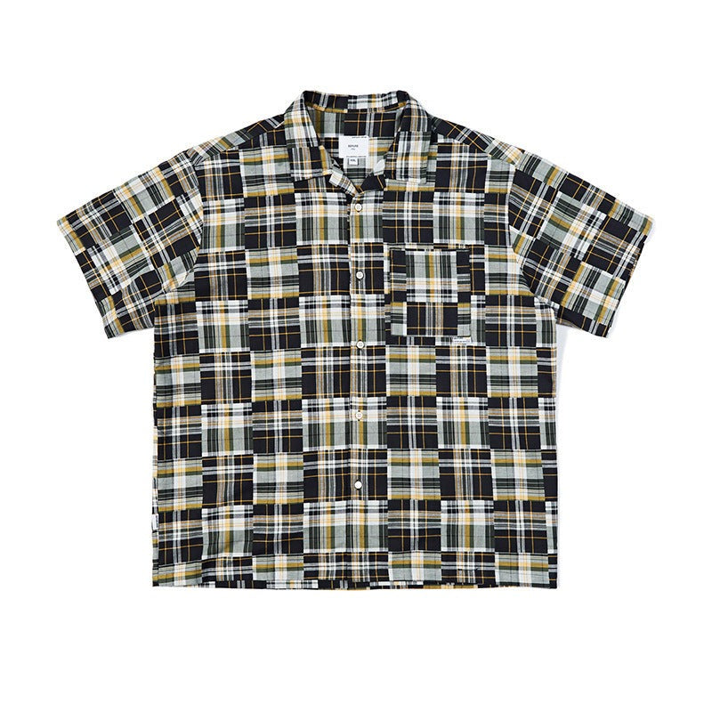 Check lapel printed shirt