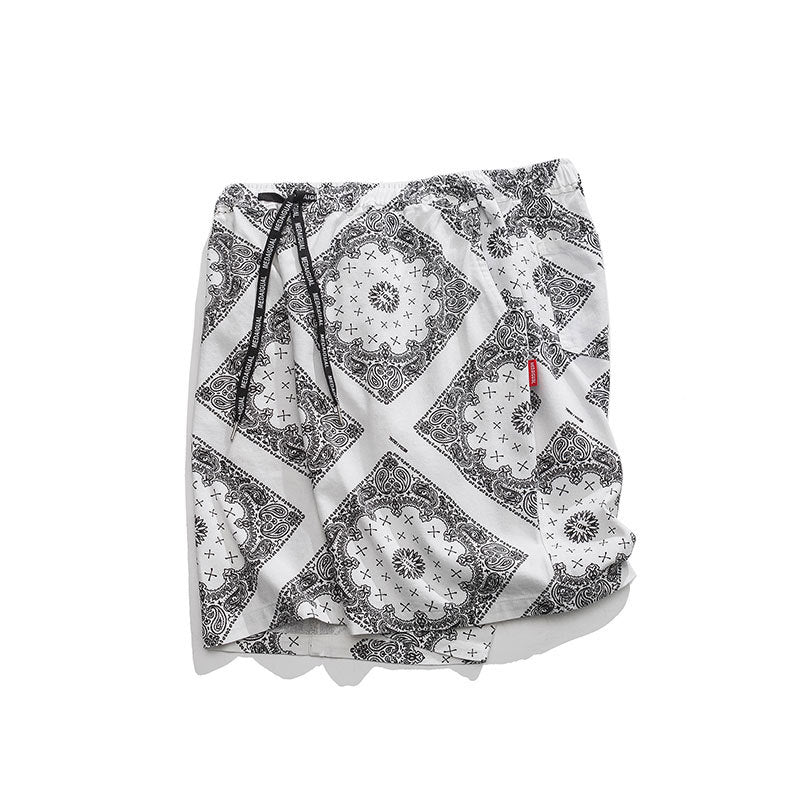 Bandana print white shorts