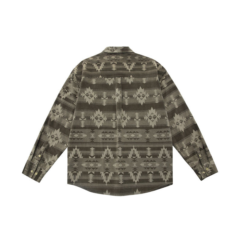 Distressed vintage Navajo ethnic print shirt