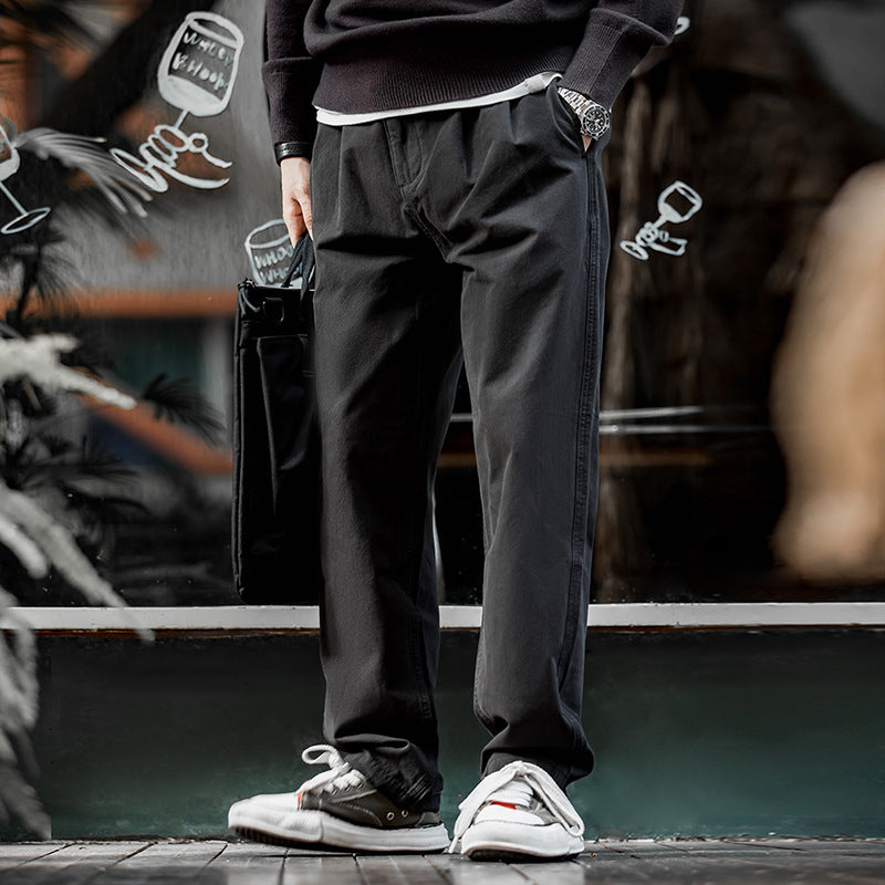 Double pleated cotton trousers