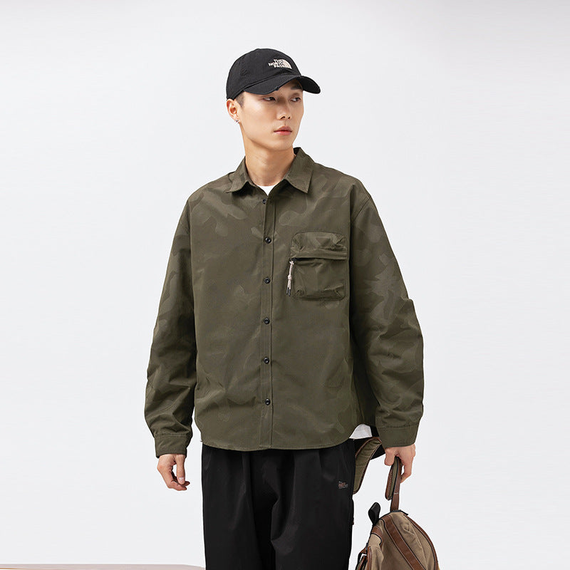 Camouflage work shirt with three-dimensional pocket