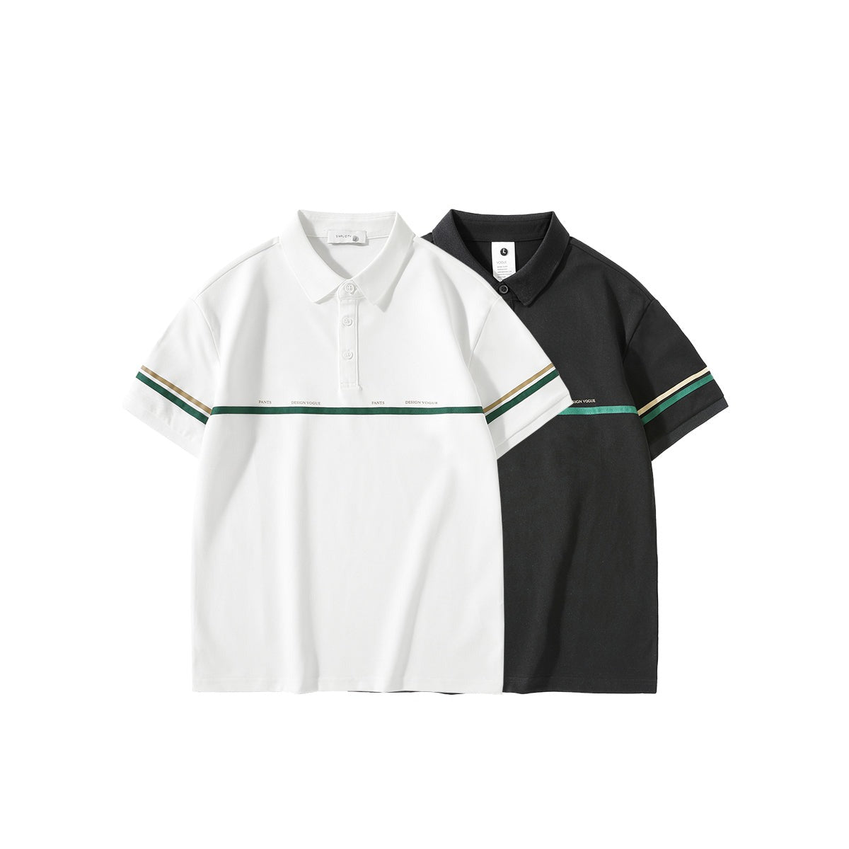 【M~4XL】切り替え ストライプ ポロシャツ