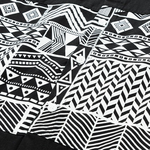 Retro cotton print long sleeve shirt