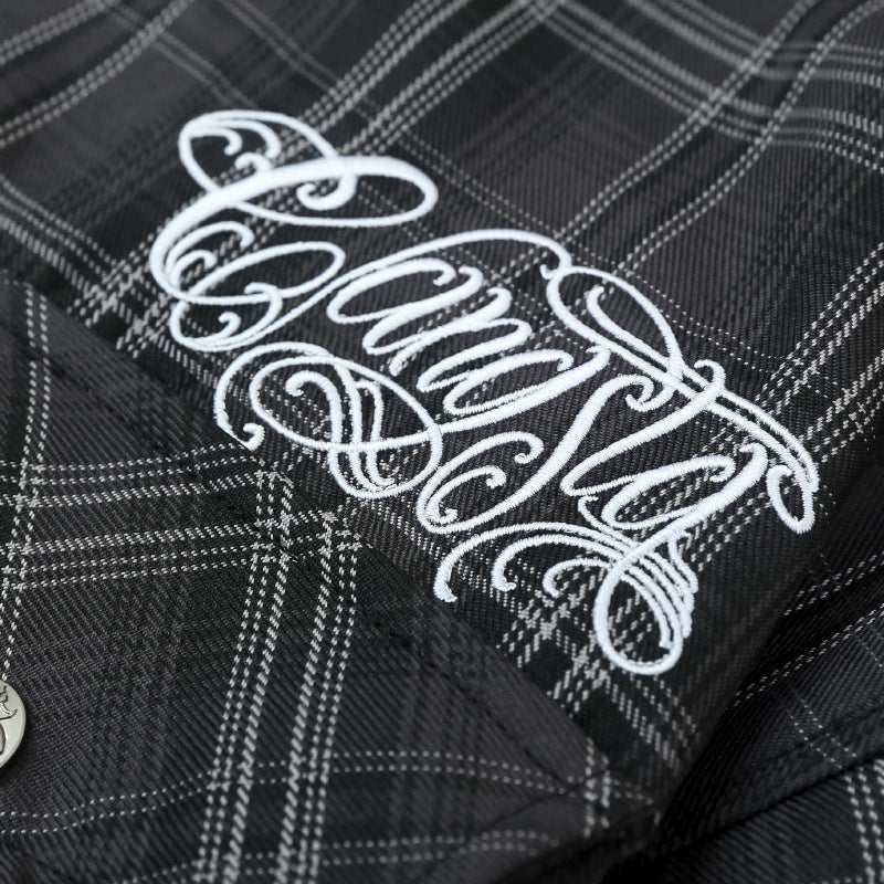 Embroidered polo shirt, checked short-sleeved shirt