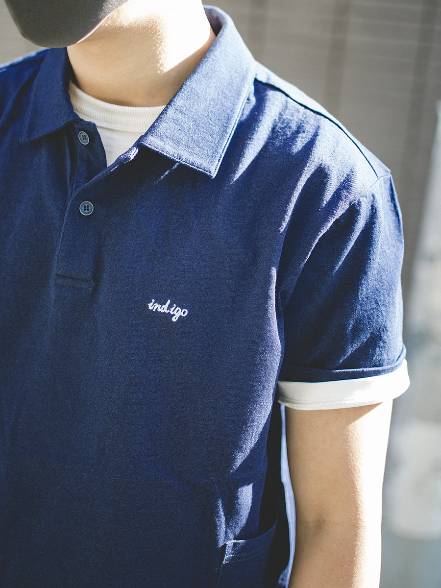 indigo polo shirt