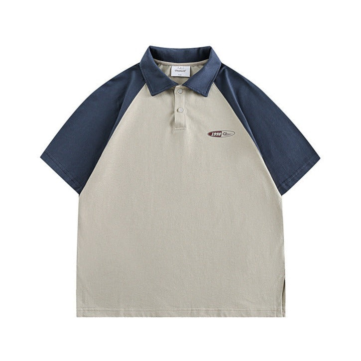 Retro switching casual short sleeve polo shirt