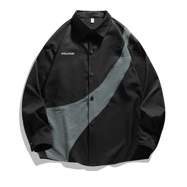 Retro switching fashion long sleeve shirt