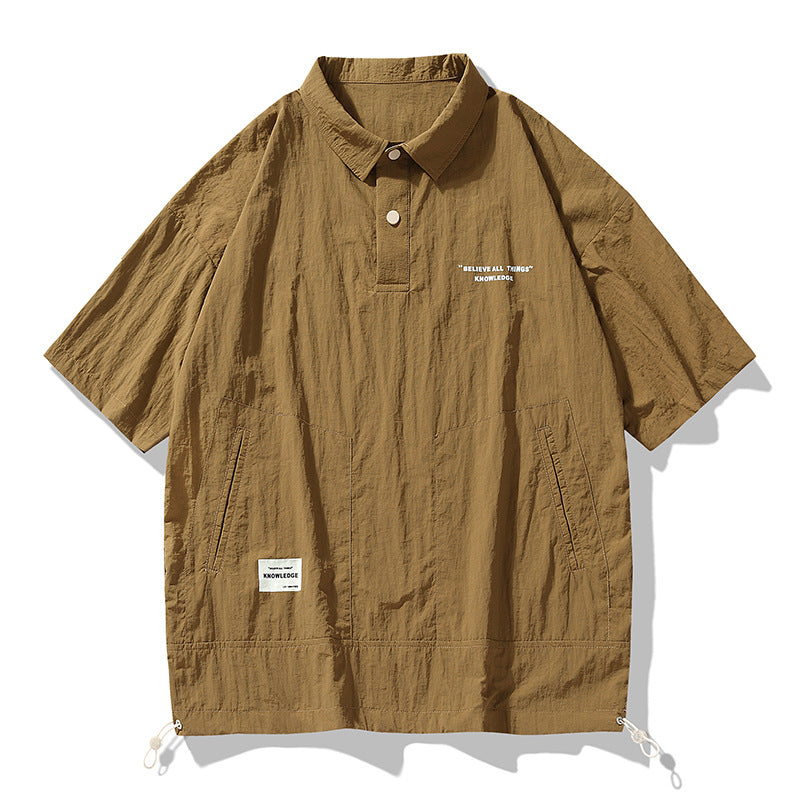 ルーズカジュアル通気性無地Tシャツ