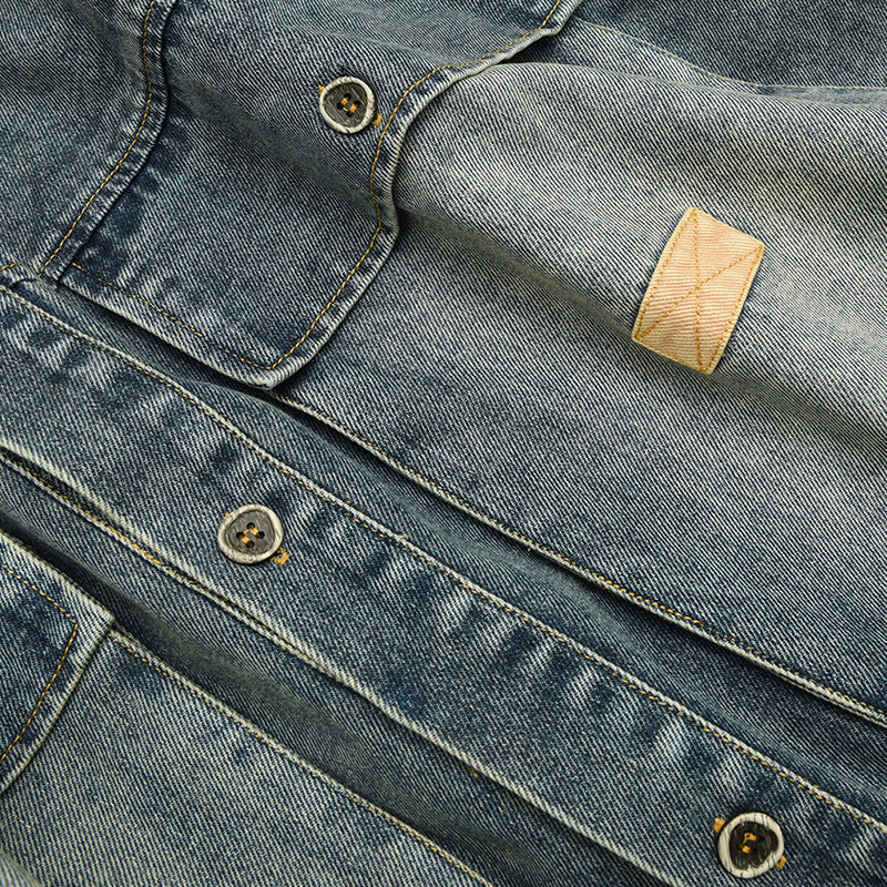LARGE POCKET WASHED DENIM JACKET