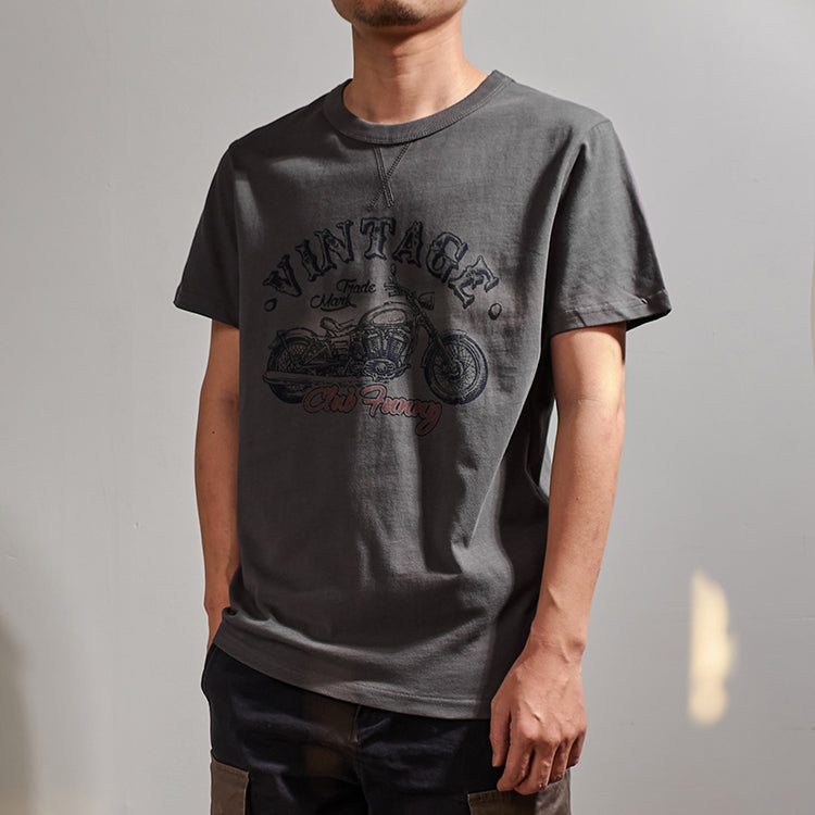 Classic American casual vintage biker print T-shirt
