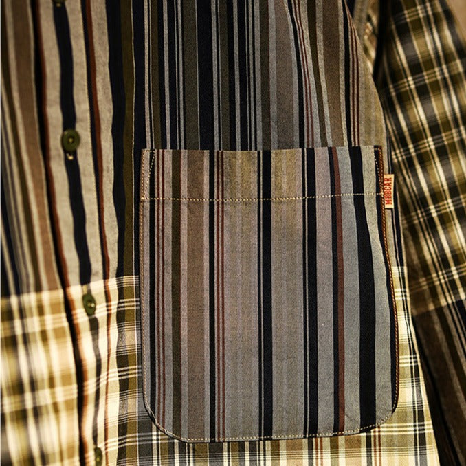 Yarn-dyed multi-stripe and check shirt