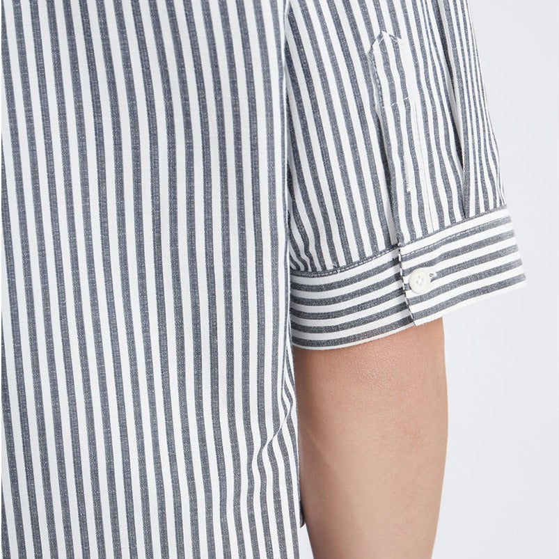 Luxurious striped short sleeve work shirt