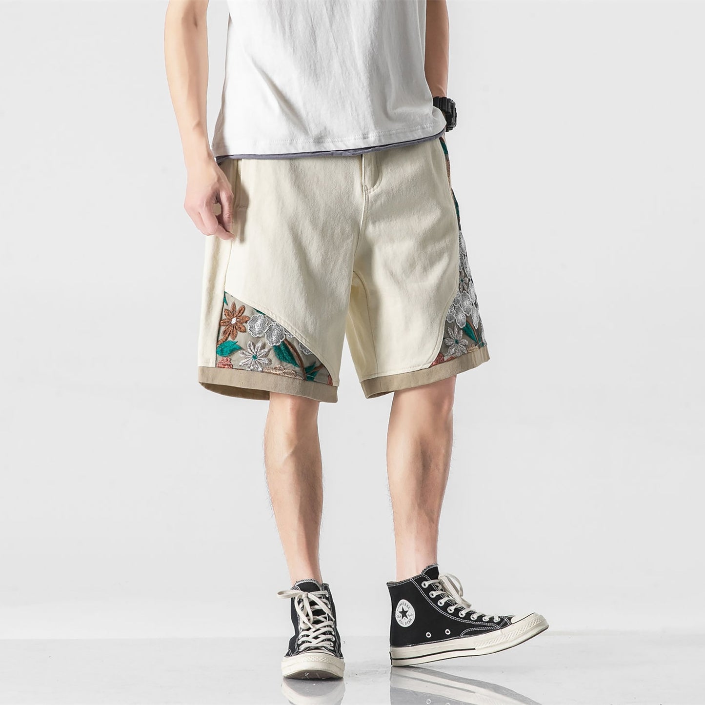 Ethnic Embroidered Retro Shorts