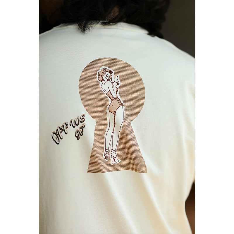 Heavyweight Pin-Up Girl 3-Color Print Cotton Tee