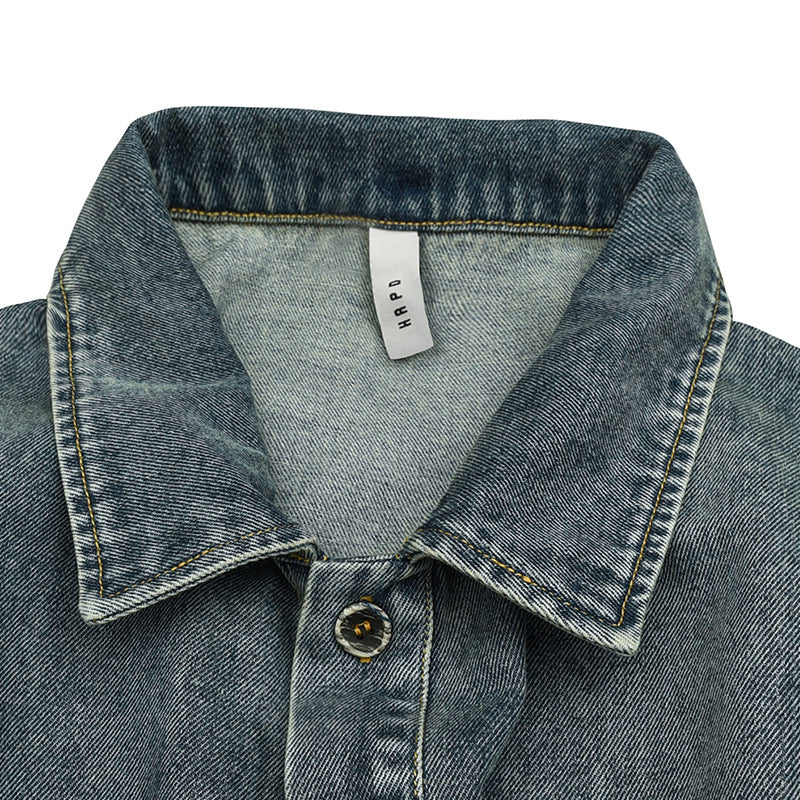LARGE POCKET WASHED DENIM JACKET