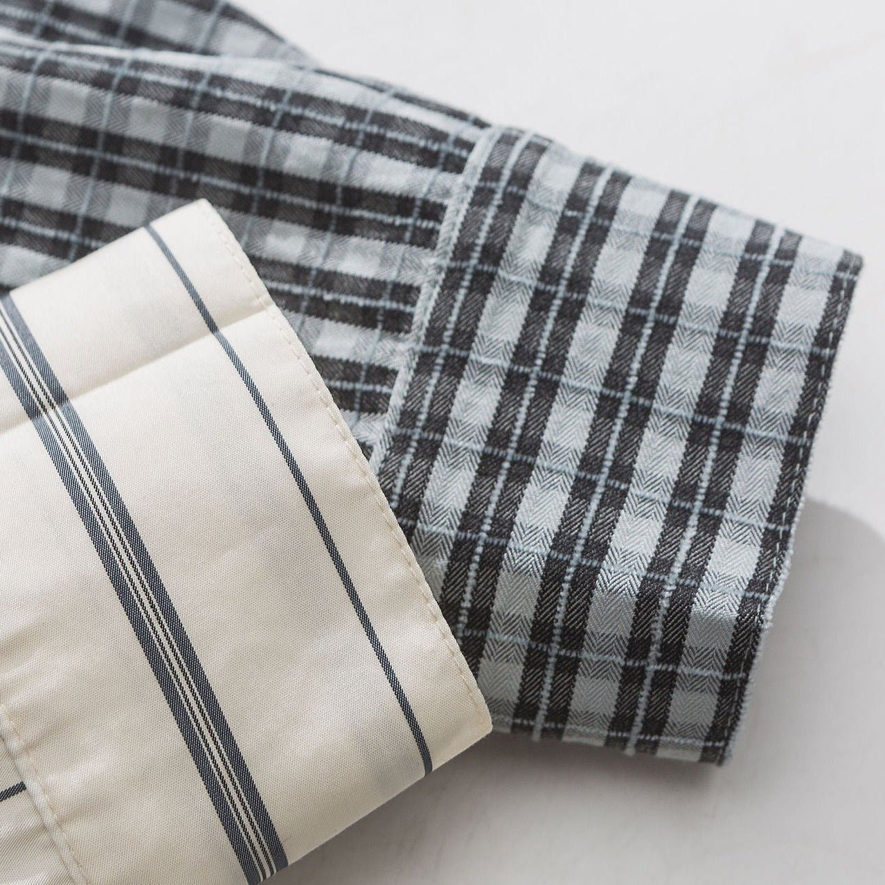 Irregular check pattern striped long sleeve shirt