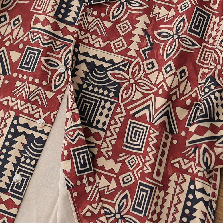 Ethnic-style all-over print Cuban shirt