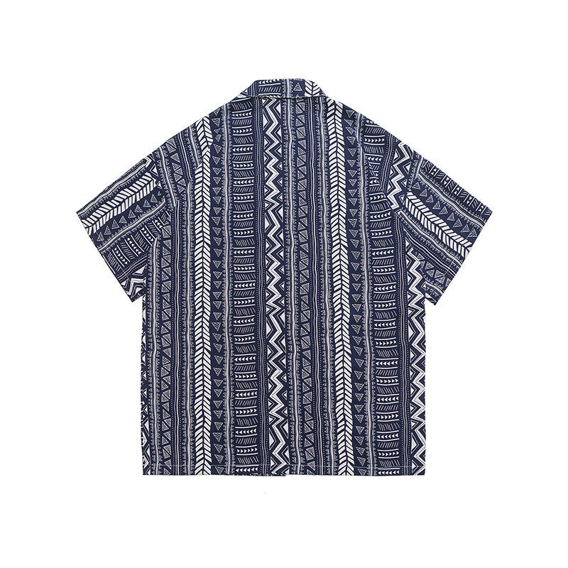 Ethnic pattern Cuban shirt 2 colors