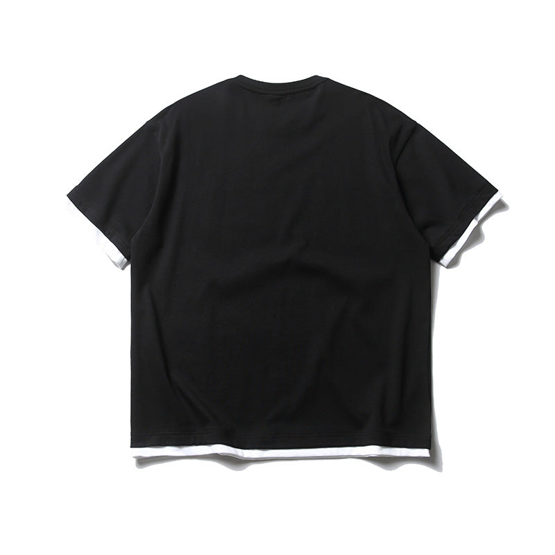 Contrast Fake Two-Piece T-Shirt