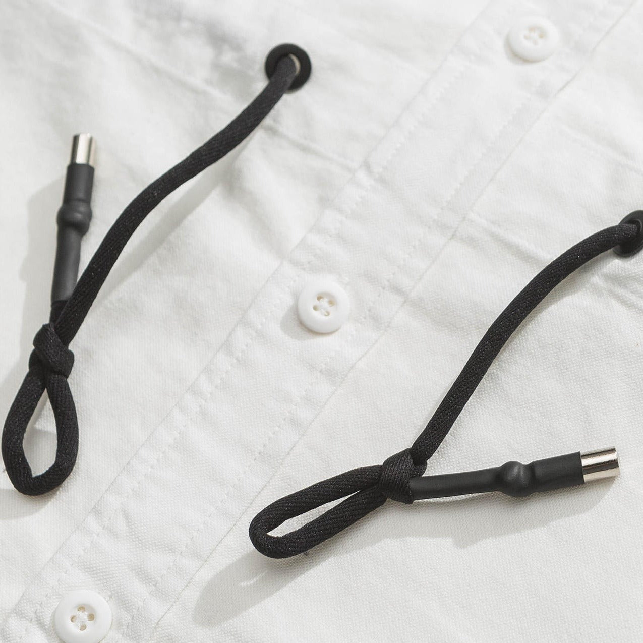 Drawstring lapel collar work shirt