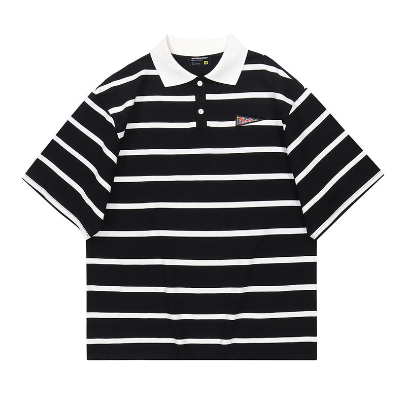 Classic horizontal striped polo shirt