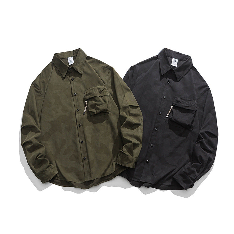 Camouflage work shirt with three-dimensional pocket